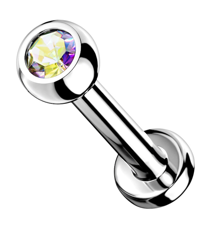 Rainbow Aurora Gem Titanium Internally Threaded Flat Back Post