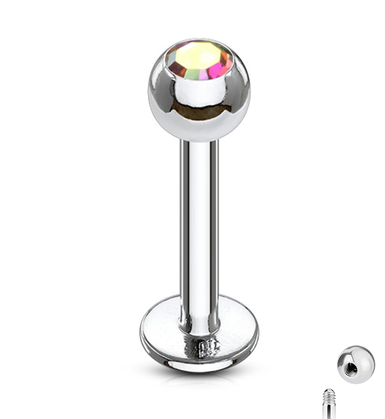 Rainbow Aurora CZ Labret Post