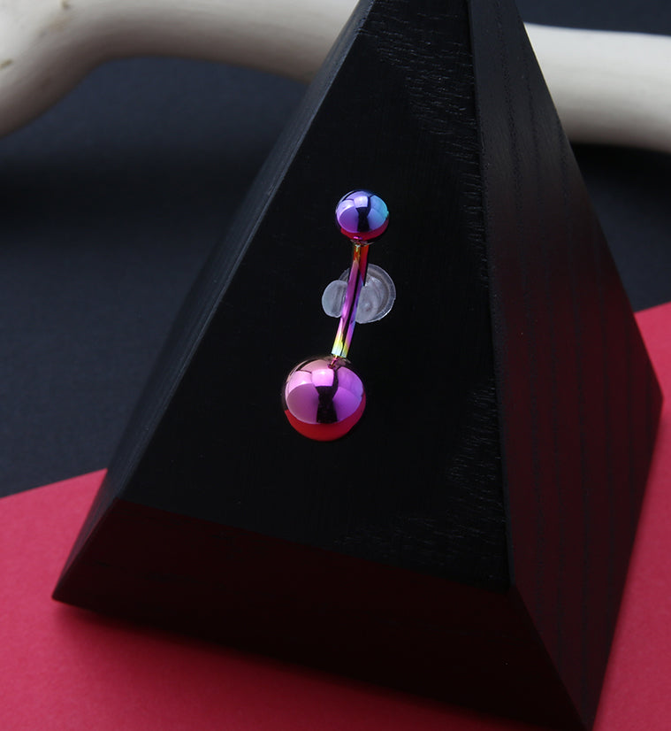 Rainbow PVD Titanium Internally Threaded Belly Button Ring