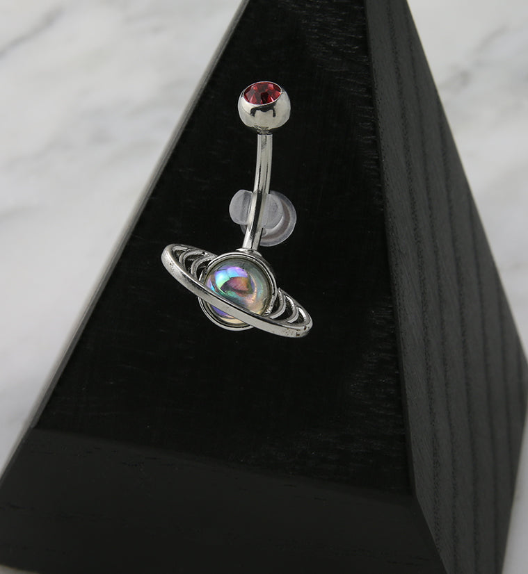Rainbow Saturn Belly Button Ring