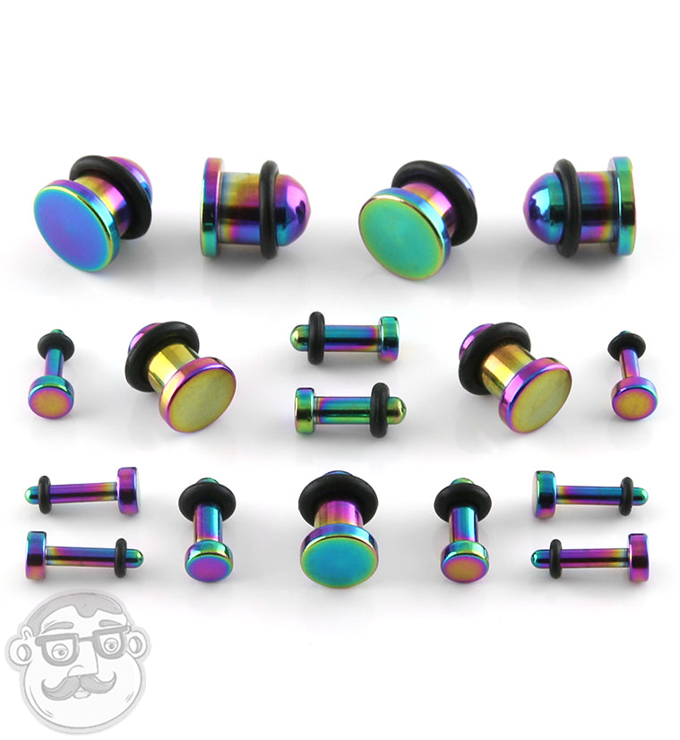 Simple Single Flare Rainbow Steel Plugs