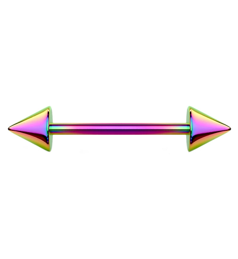 Rainbow PVD Spike Stainless Steel Barbell