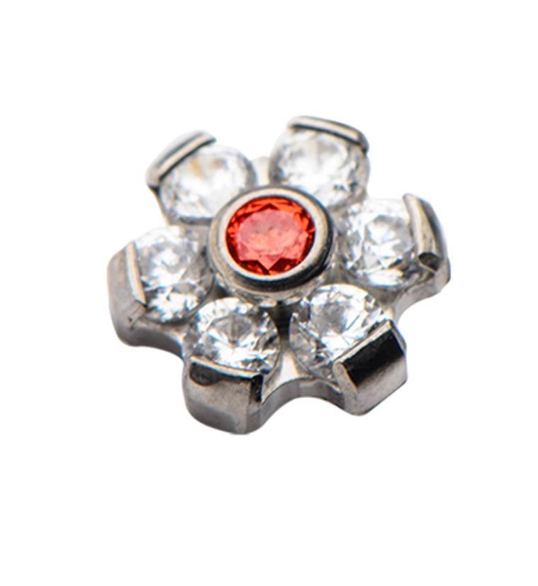 Red & Clear Flower Titanium Threaded End