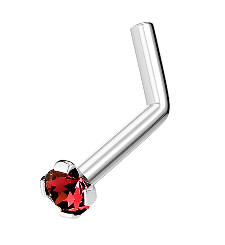 Blue CZ Gem Top L Bend Nose Ring