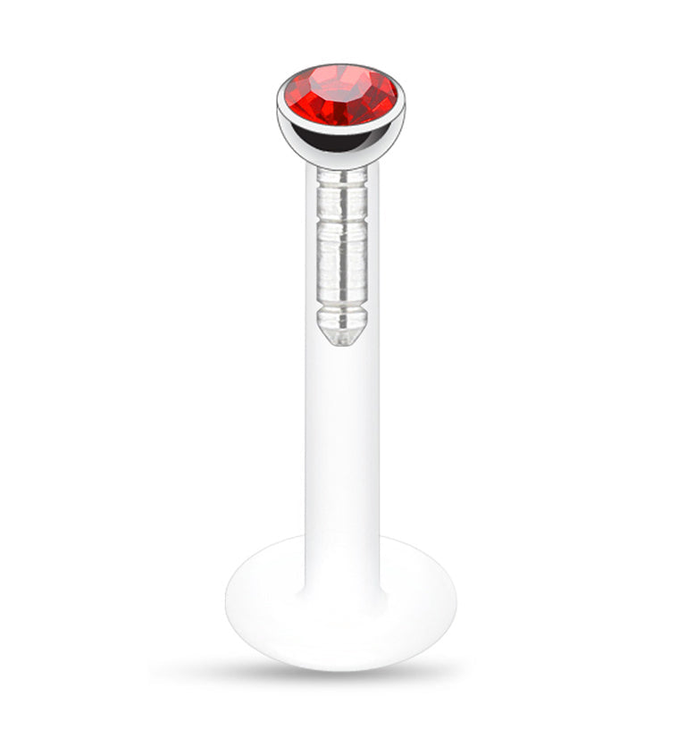 16G Push Top Red CZ Labret