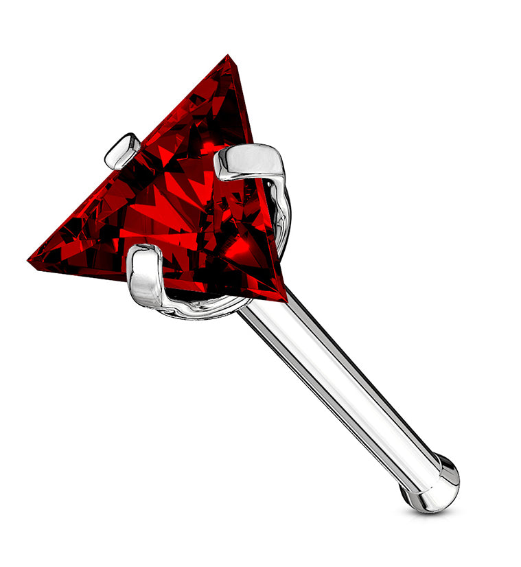 20G RedTriangle CZ Stainless Steel Nosebone