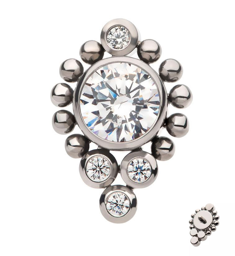 Regal Clear CZ Titanium Internally Threaded Top