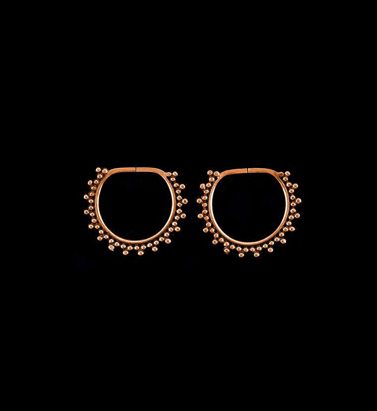Beaded Rose Gold Annealed Plug Hoops