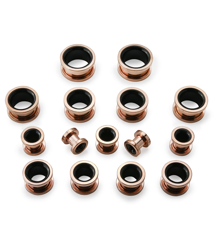Rose Gold X Black Stainless Steel Tunnels