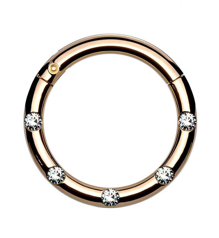 Rose Gold PVD Dash Gem Hinged Segment Ring