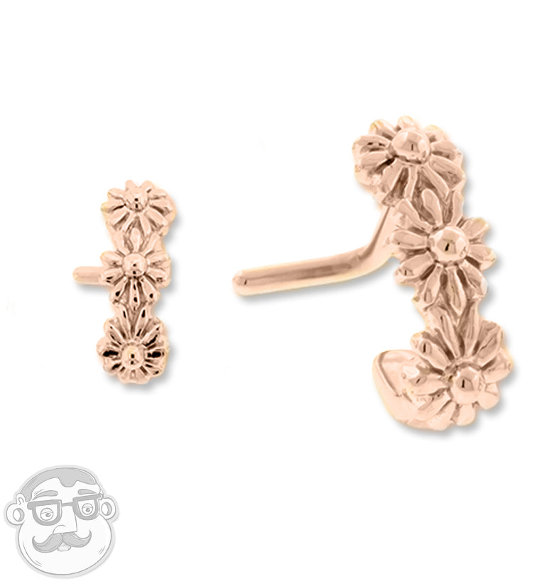 18G PVD Rose Gold Floral Nose Curve Ring
