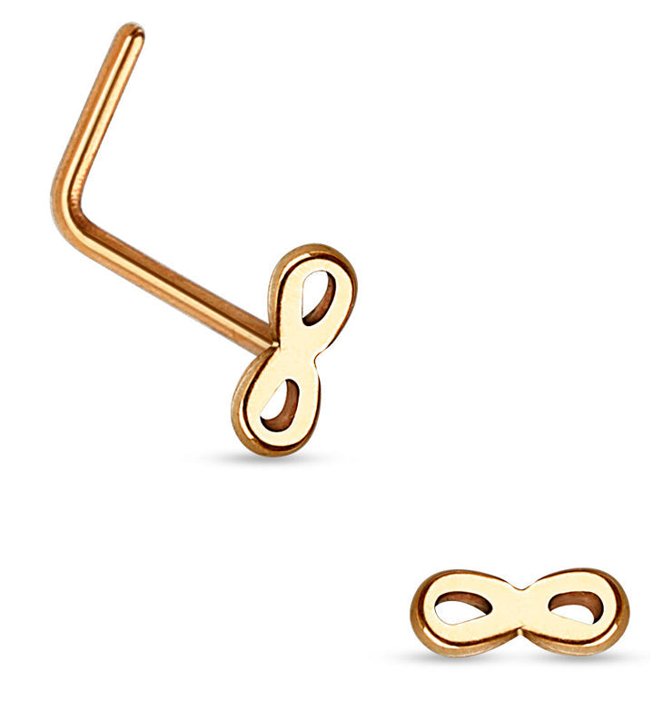 20G Golden Infinity Top Stainless Steel L Shaped Nose Ring