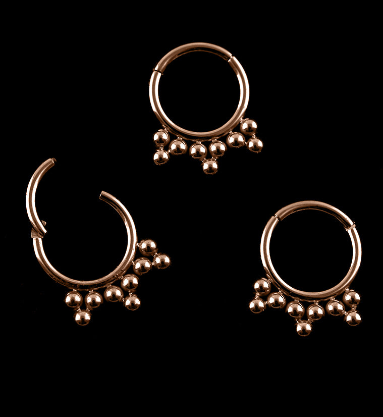 Rose Gold PVD Multi Beaded Hinged Segment Ring