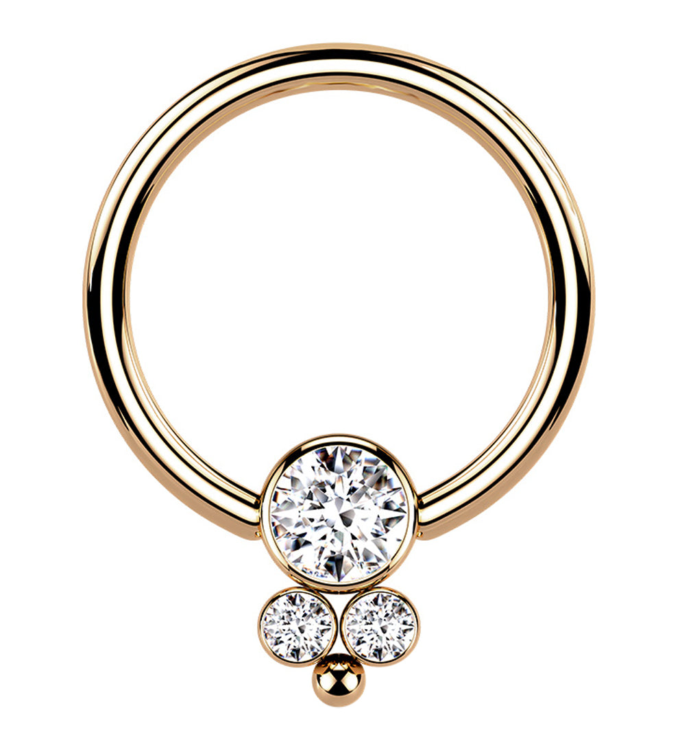 Rose Gold PVD Bevy CZ Captive Ring
