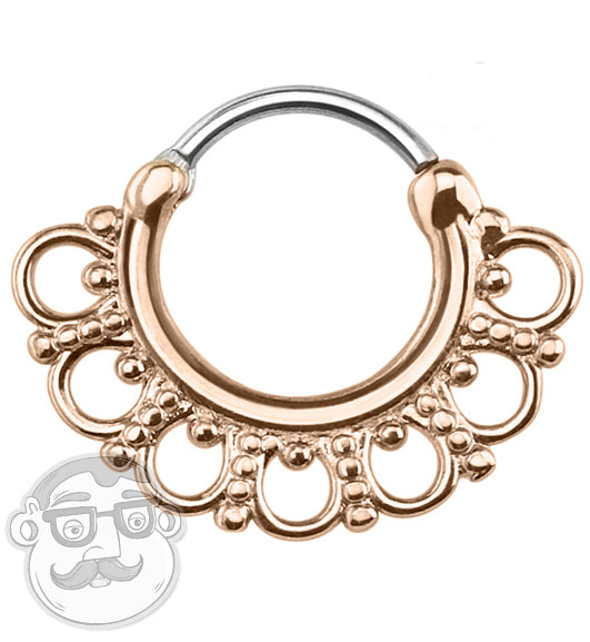16G Rose Gold Plated Tribal Fan Septum Clicker