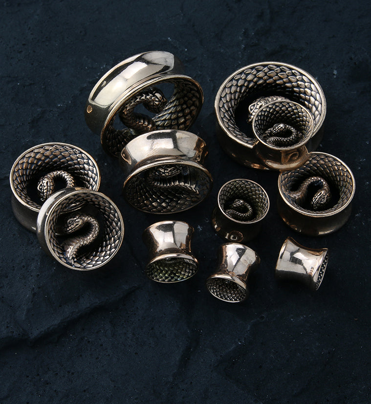 Rose Gold PVD Snake Stainless Steel Tunnels
