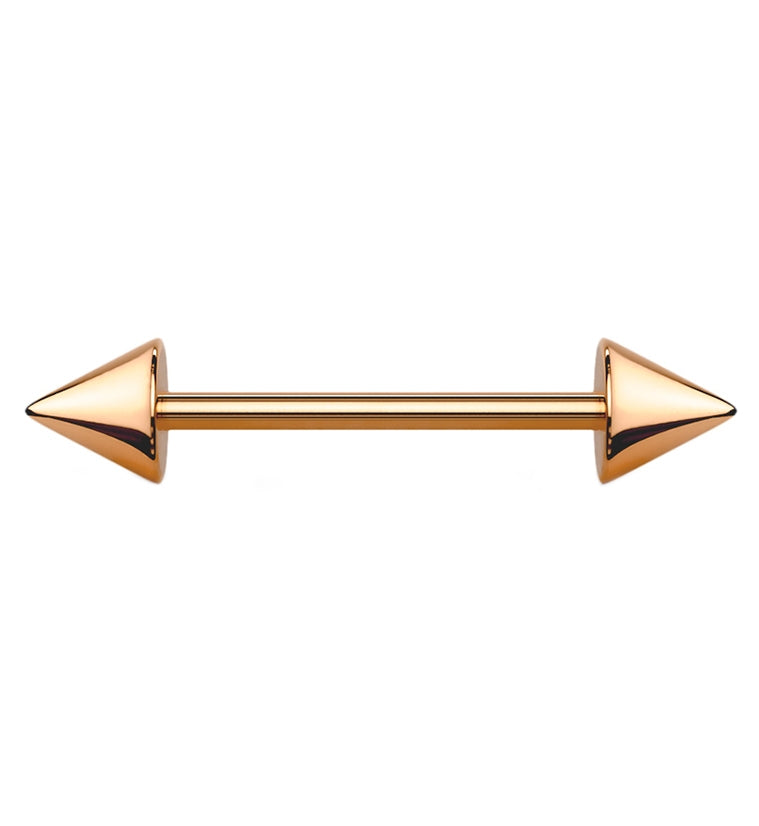 Rose Gold PVD Spike Stainless Steel Barbell