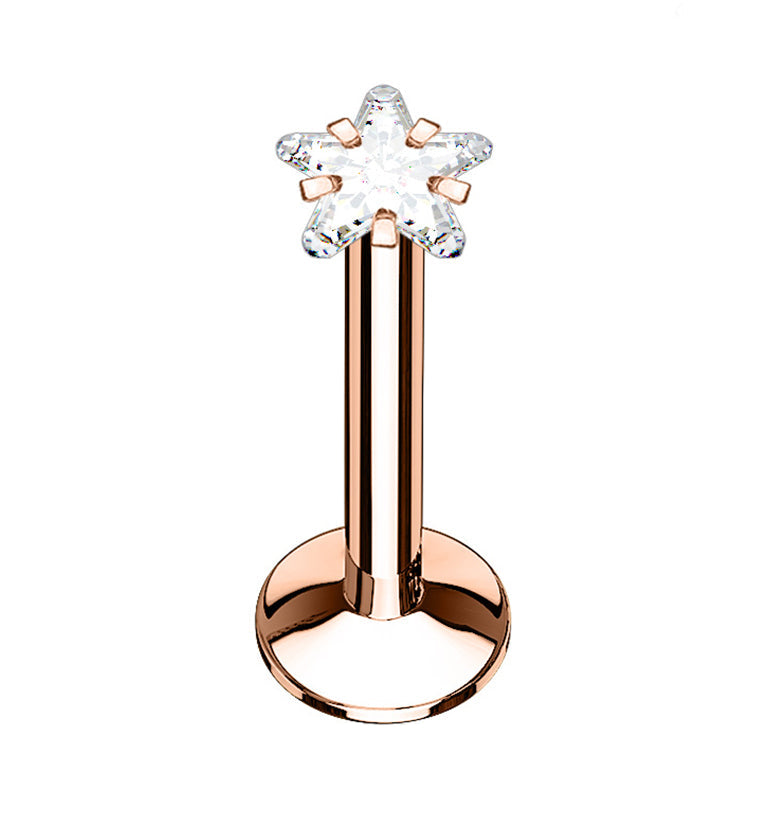 Black PVD Star CZ Prong Internally Threaded Labret