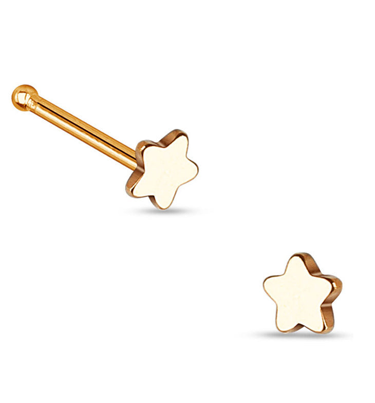 20G Rose Gold Star Top Stainless Steel Nose Bone
