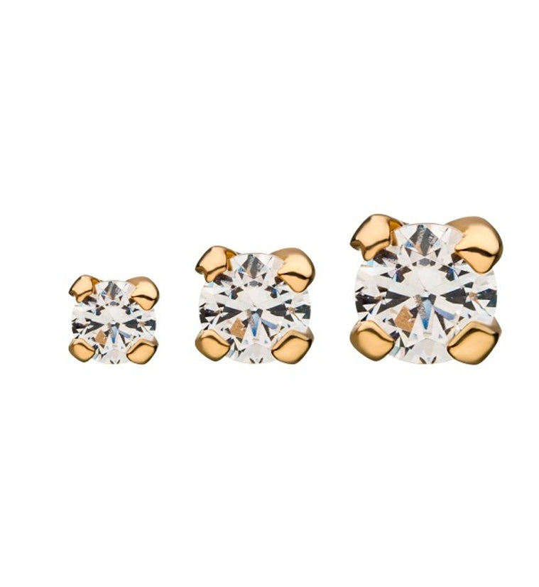 14kt Gold CZ Prong Threadless Top