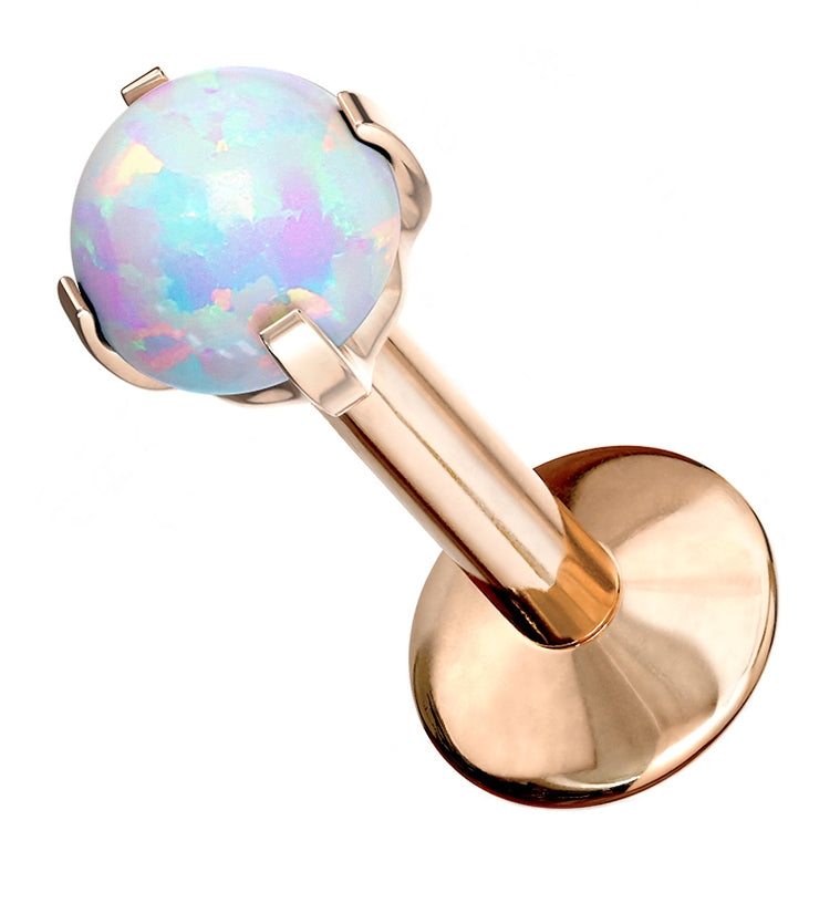 16G Rose Gold PVD Opalite Prong Set Titanium Labret