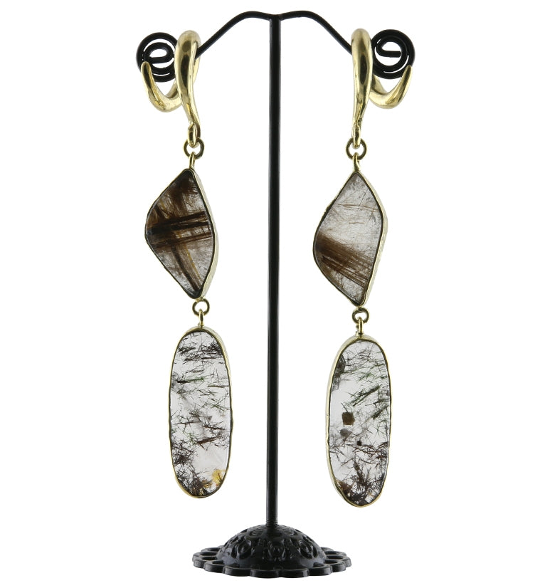 Double Rutilated Quartz Stone Ear Weights