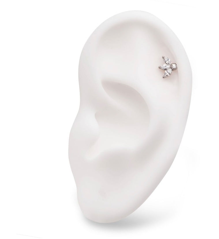 Sepal CZ Threadless Titanium Top