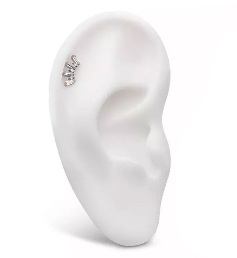 Sequential Clear CZ Threadless Titanium Top