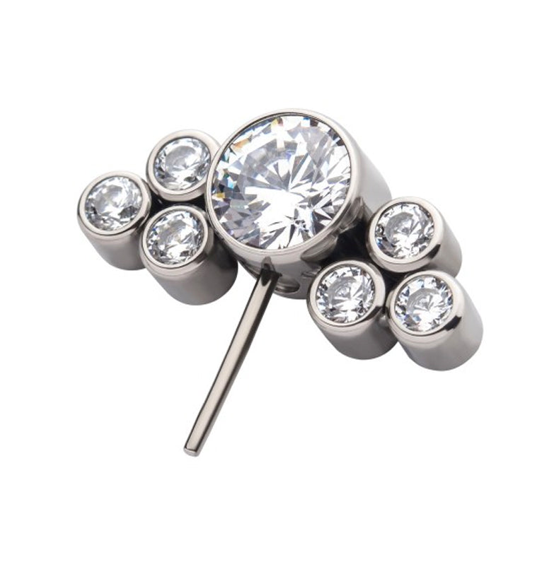 Side Facing Cluster Gem Titanium Threadless Top
