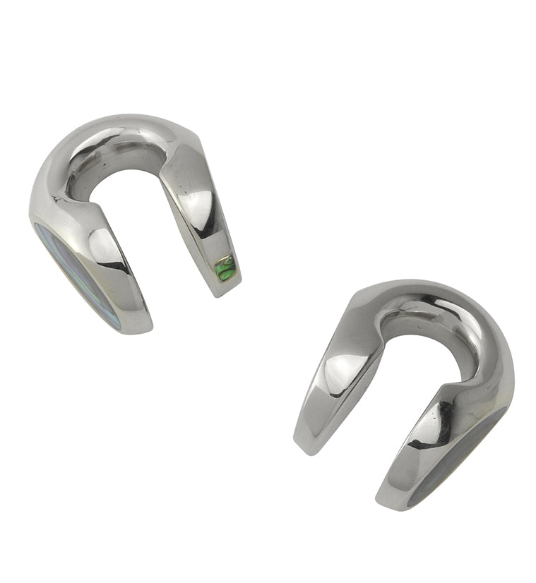 Abalone Keyhole White Brass Ear Weights