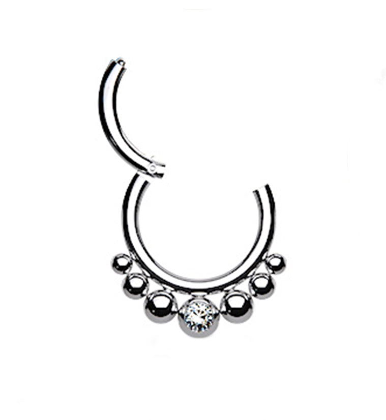 Black PVD Beaded Snippet Hinged Segment Ring