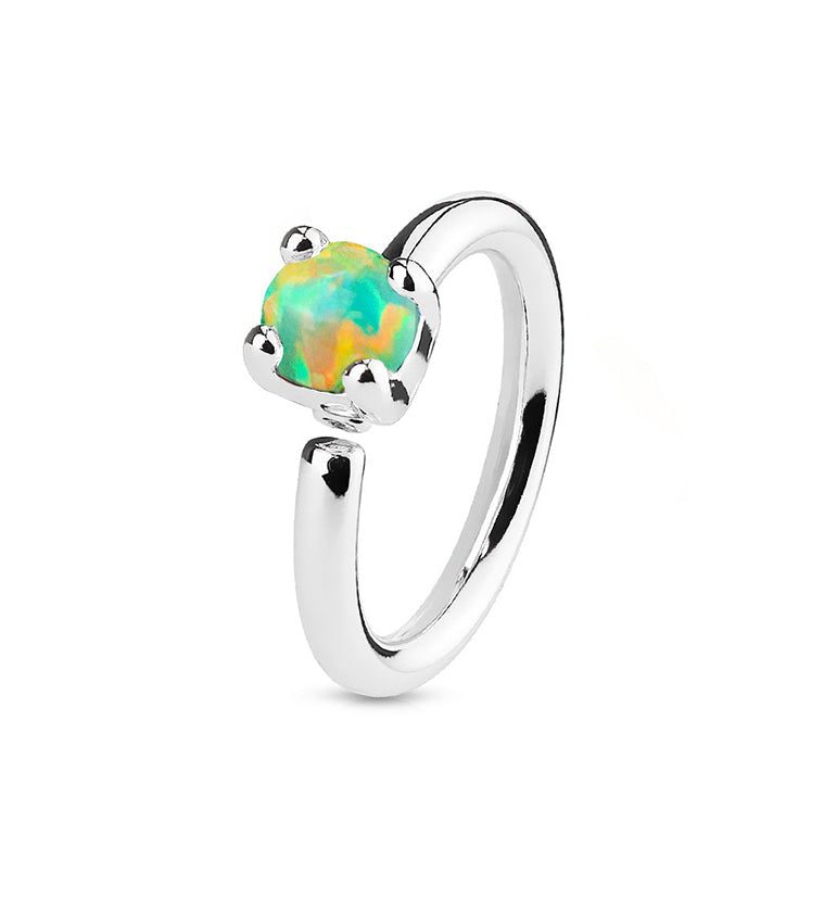 16G Green Opalite Steel Annealed Cartilage Hoop Ring