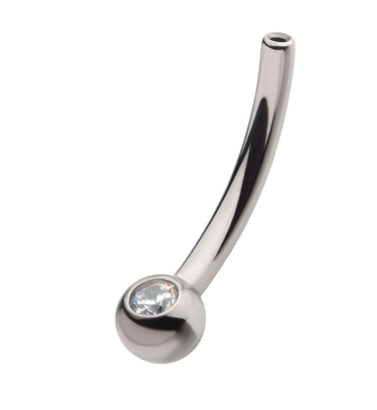 Single CZ Gem Titanium Curved Threadless Barbell