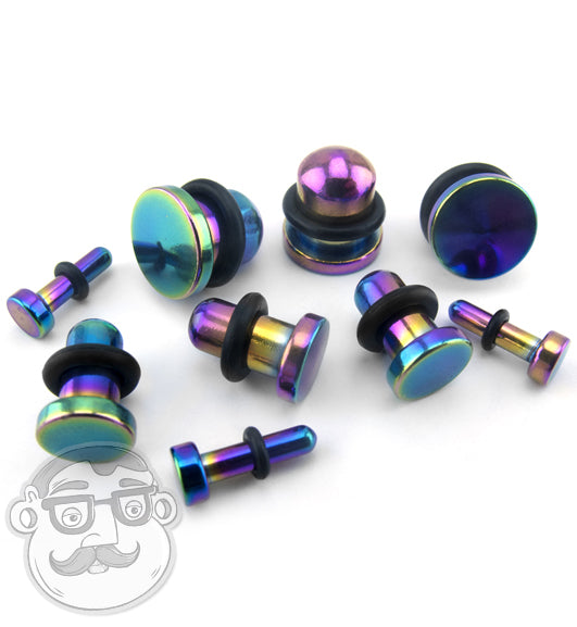 Simple Single Flare IP Rainbow Steel Plugs