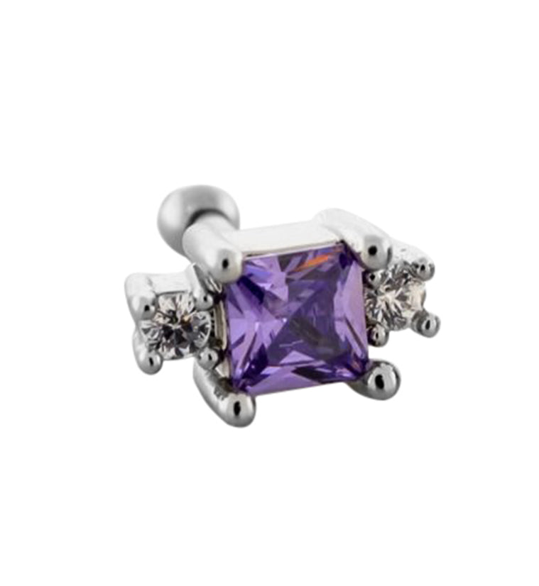Square Tanzanite CZ Cartilage Barbell