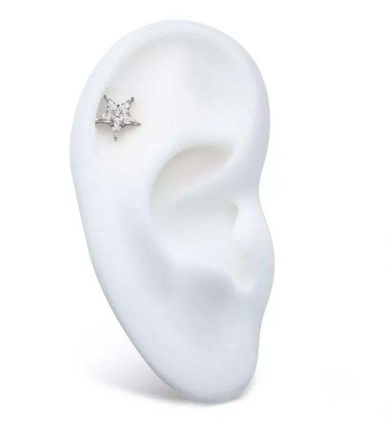 Star Flower Clear CZ Internally Threaded Titanium Top
