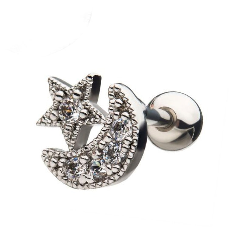 18G Star & Moon Cartilage Barbell