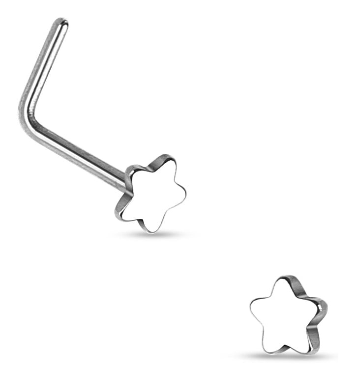 20G Star Top Stainless Steel L Shaped Nose Ring