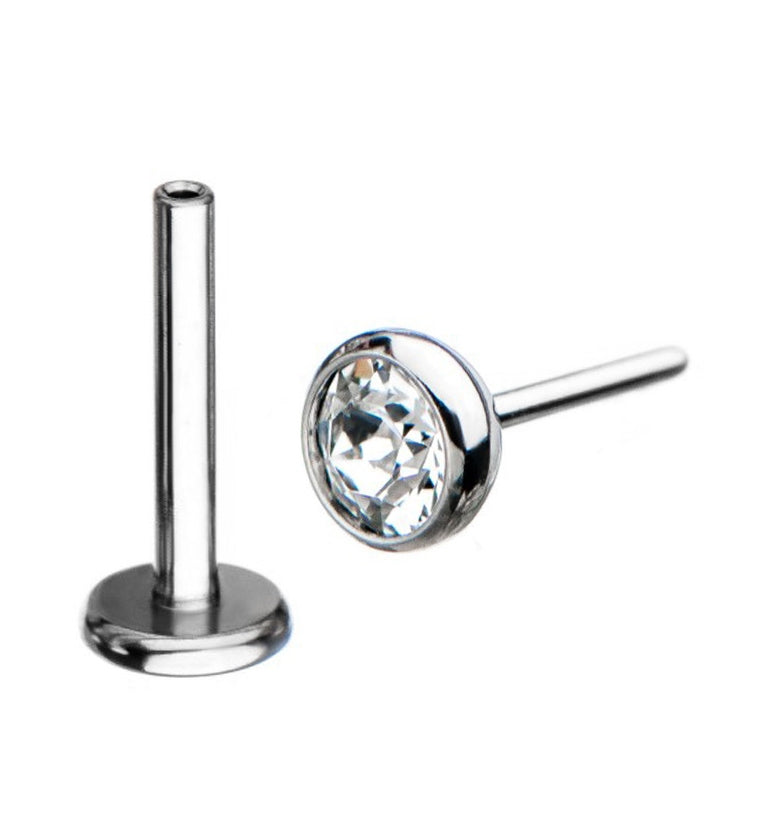 18G Titanium Threadless Labret + Clear CZ Top
