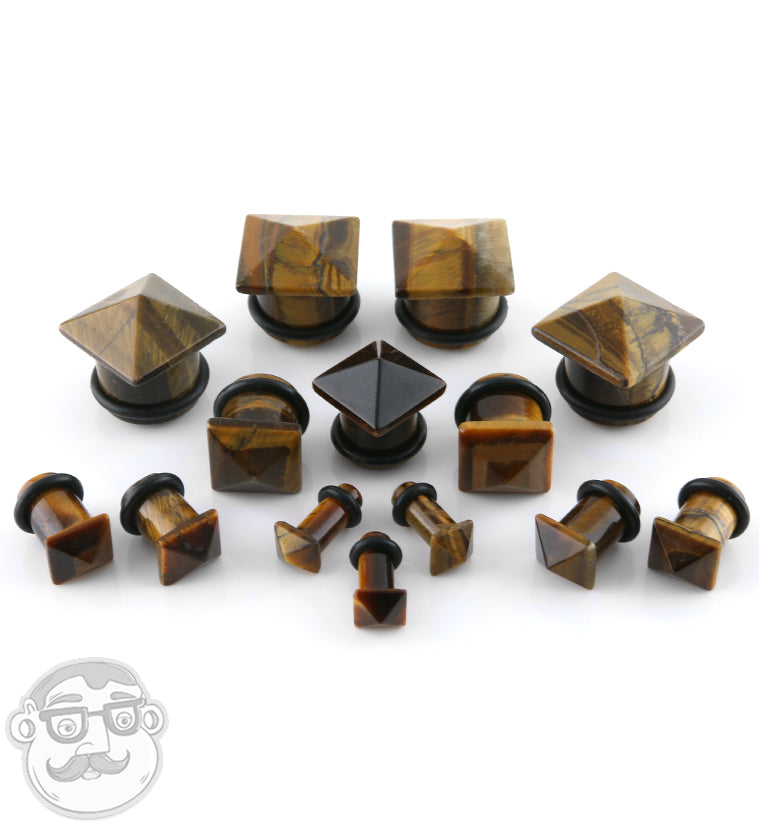 Tiger Eye Stone Squared Plugs