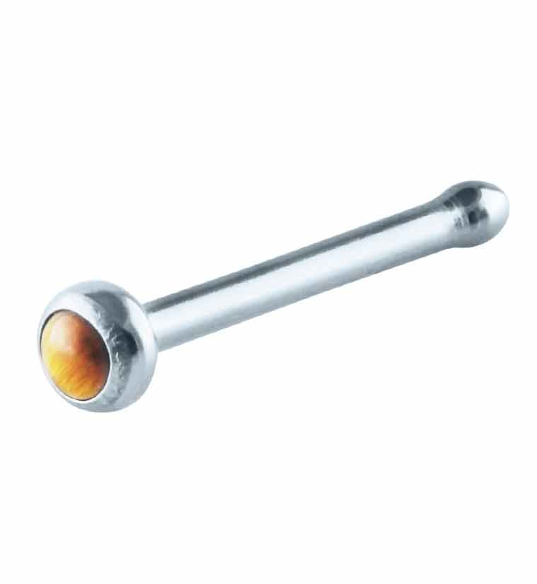 Tigers Eye Stone Titanium Nosebone