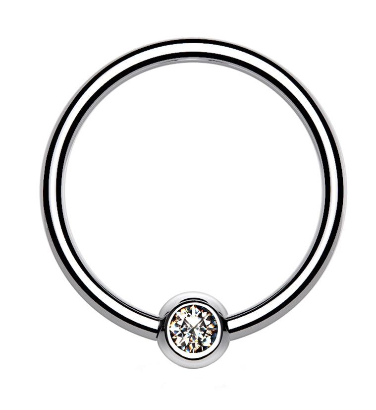 CZ Titanium Fixed Ball Captive Ring