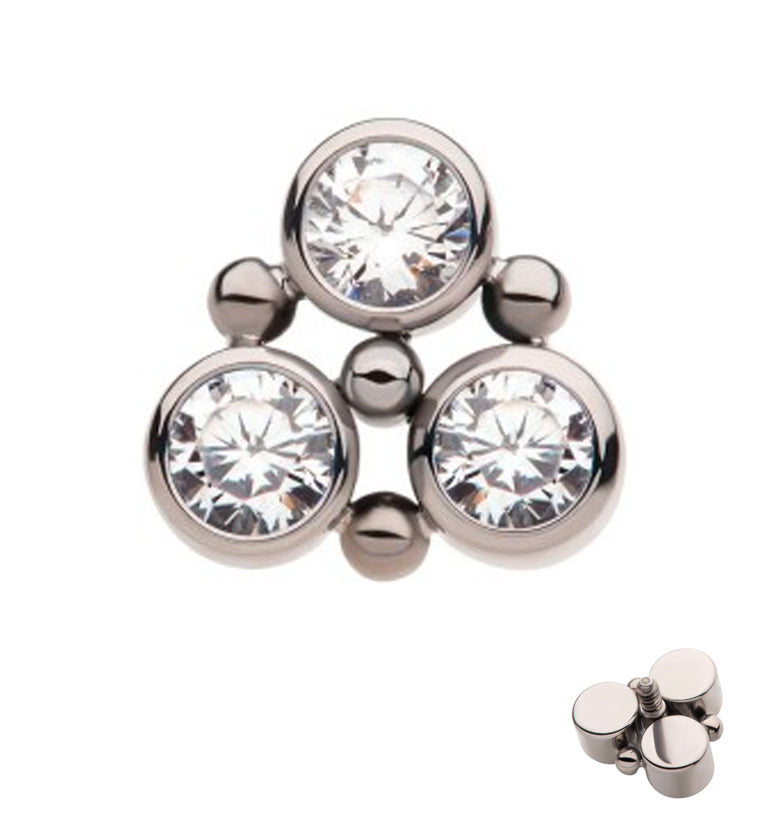 Trinity Beaded CZ Internally Threaded Titanium Top
