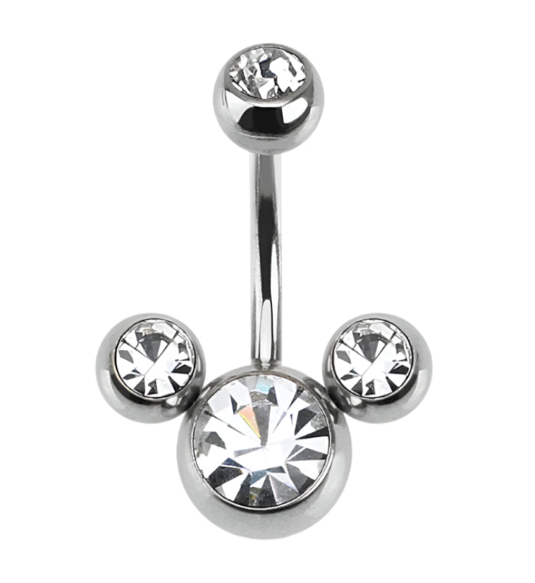 Clear Trinity CZ Belly Button Ring