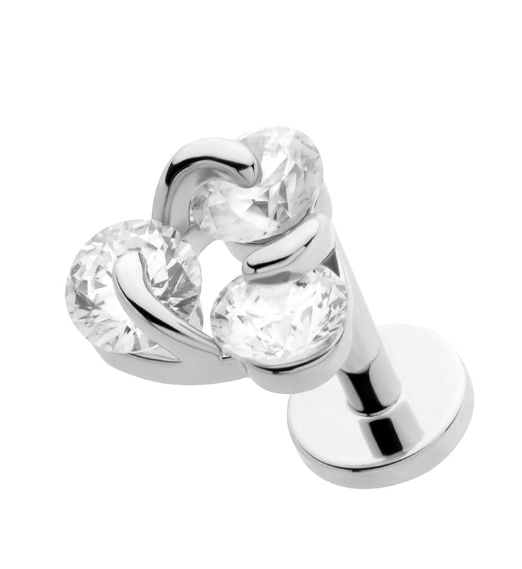 Trinity Twist CZ Stainless Steel Threadless Labret