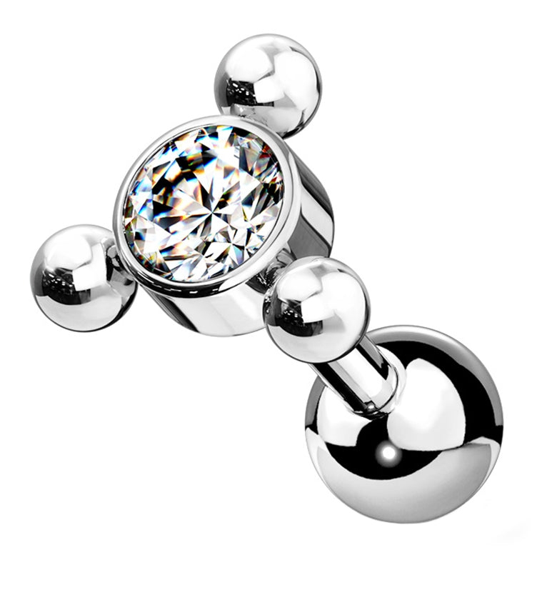 Pyramid Triple Bead Gem Cartilage Barbell
