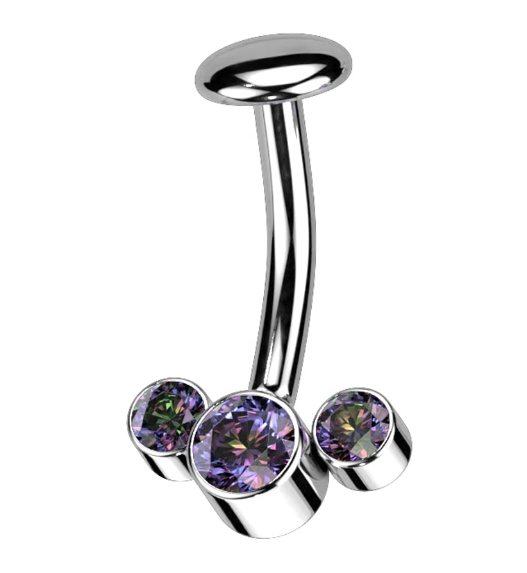 Triple Black Aurora CZ Titanium Threadless Floating Belly Button Ring