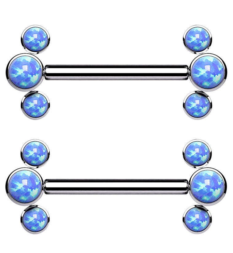 14G Trice Blue Opalite Titanium Nipple Ring Barbell