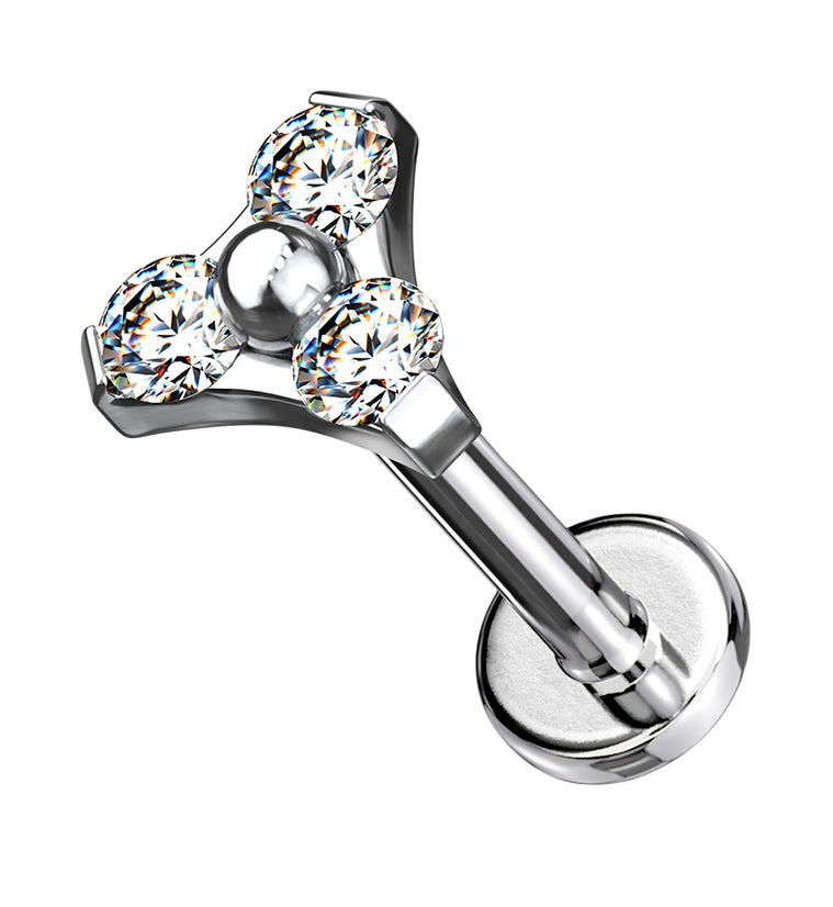 16G Triple Clear CZ Labret