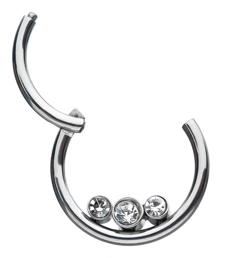 Triple CZ Hinged Segment Ring